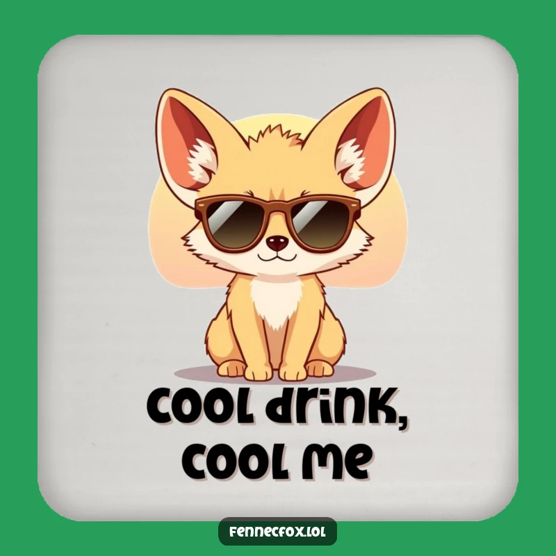 Funny Fennec Fox Sunglasses Coaster: Cool Desert Sunset Gift