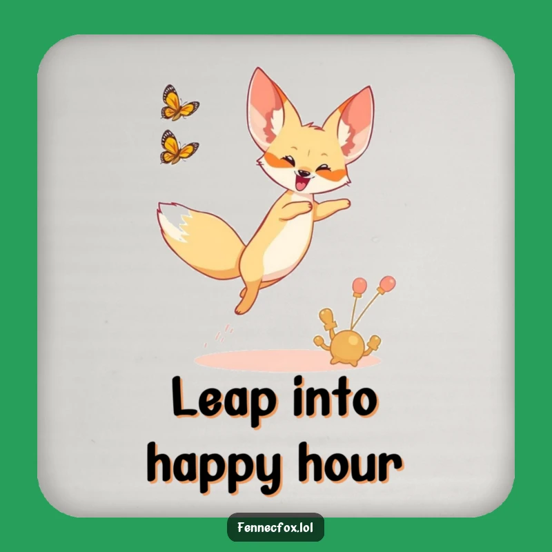 Funny Fennec Fox Leaping Coaster - Protect Surfaces with Desert Charm