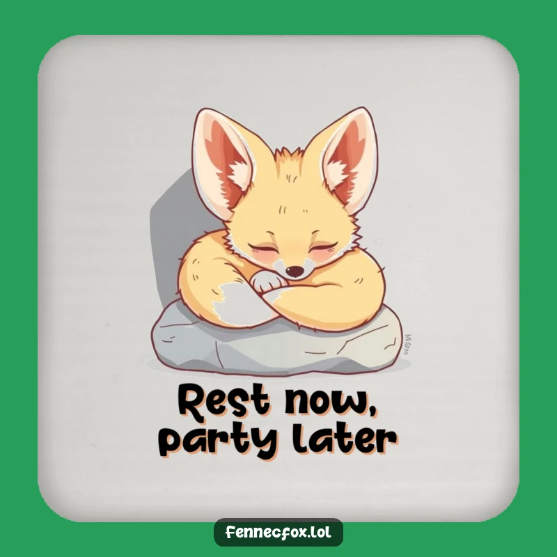 Funny Fennec Fox Coaster: Cute Sleeping Fox Drink Protector, Unique Funny Gift