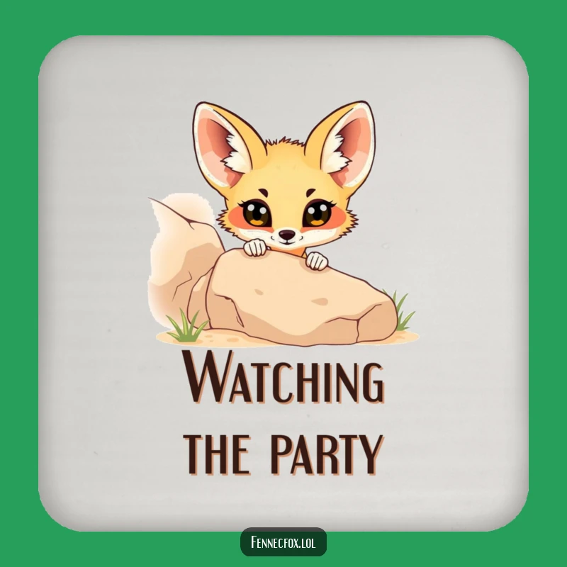 Funny Fennec Fox Peeking Coaster: Protect Surfaces with Hilarious Intrigue