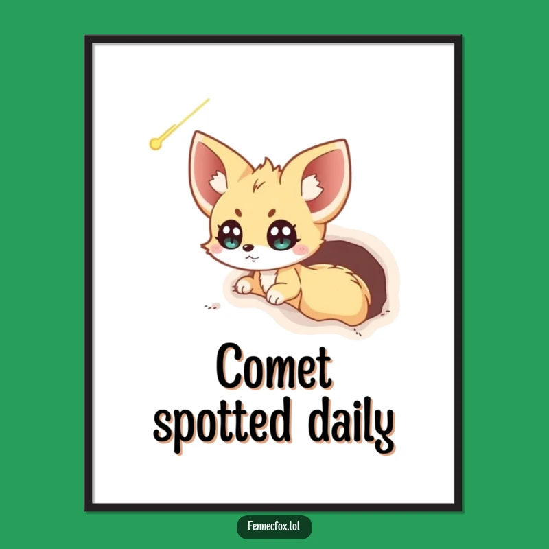 Funny Fennec Fox Comet Poster: Excited Fox Art - Whimsical Wall Decor Gift