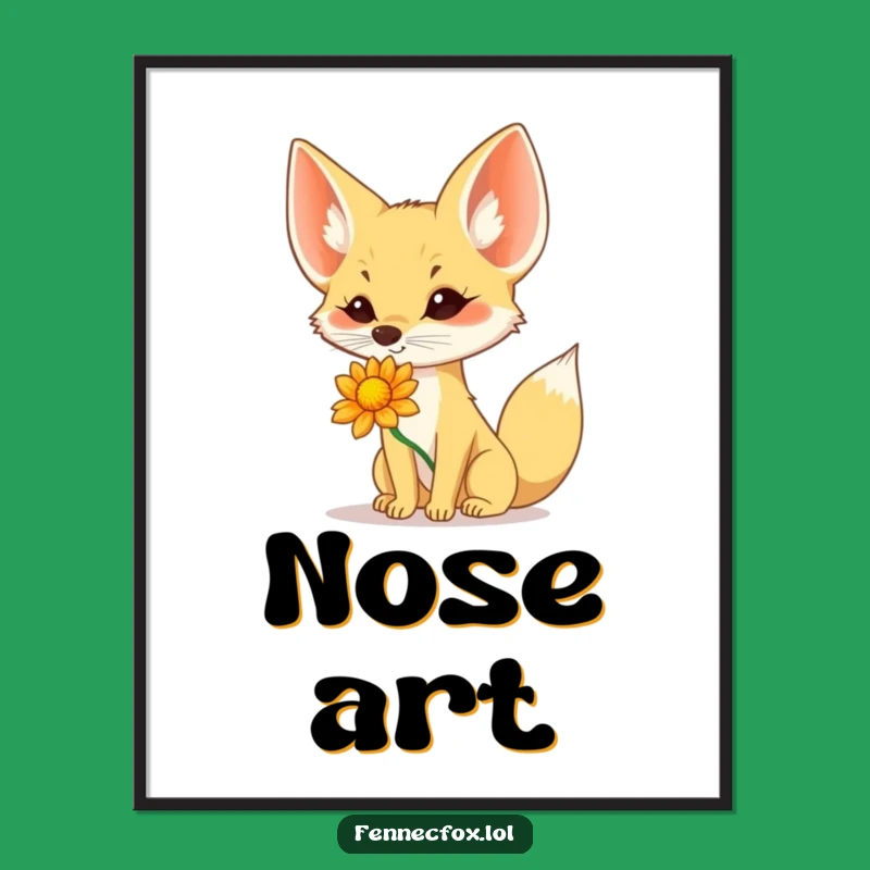 Funny Fennec Fox Flower Nose Poster: Whimsical Art for a Laugh!