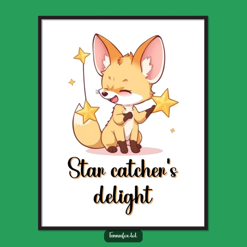 Funny Fennec Fox Poster: Desert Night Magic & Perfect Gift