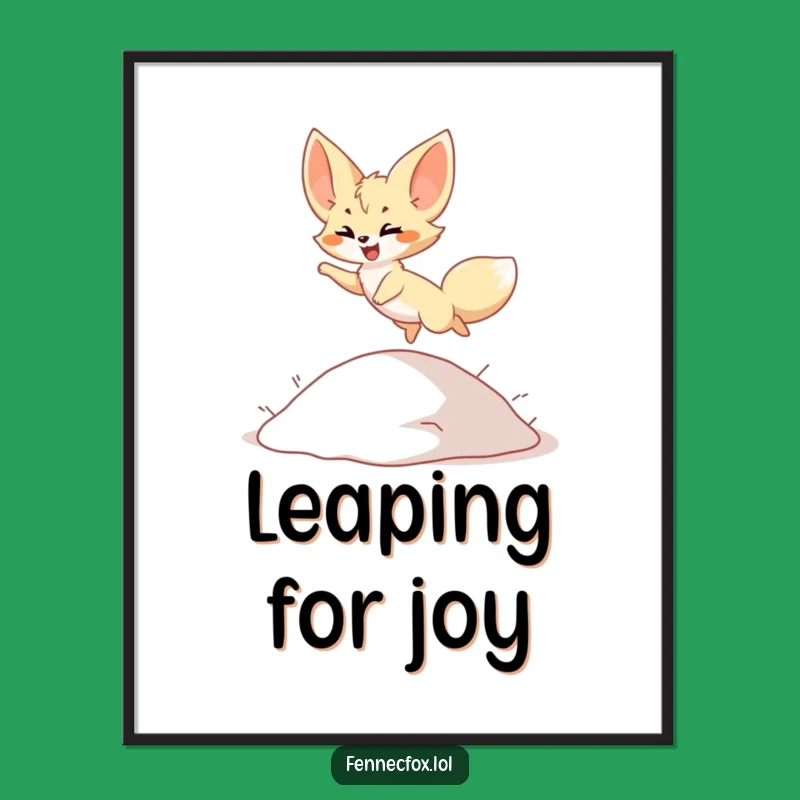 Funny Fennec Fox Poster: Leaping Desert Character, Delightful Funny Art for Animal Lovers