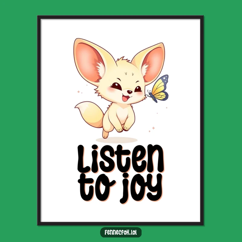 Funny Kawaii Fennec Fox Art Poster: Adorable wall decor for a cheerful touch.