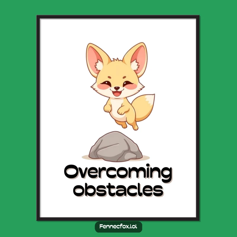 Funny Fennec Fox Leap Poster: Joyful Cartoon Art, Perfect Gift