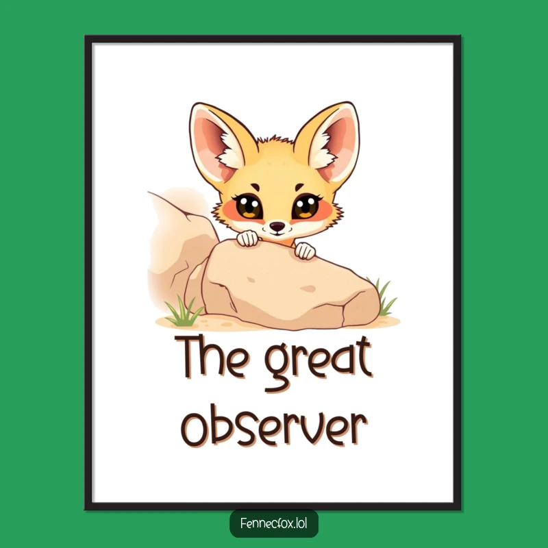Funny Fennec Fox Peeking Poster: Hilarious Desert Art for Curious Minds