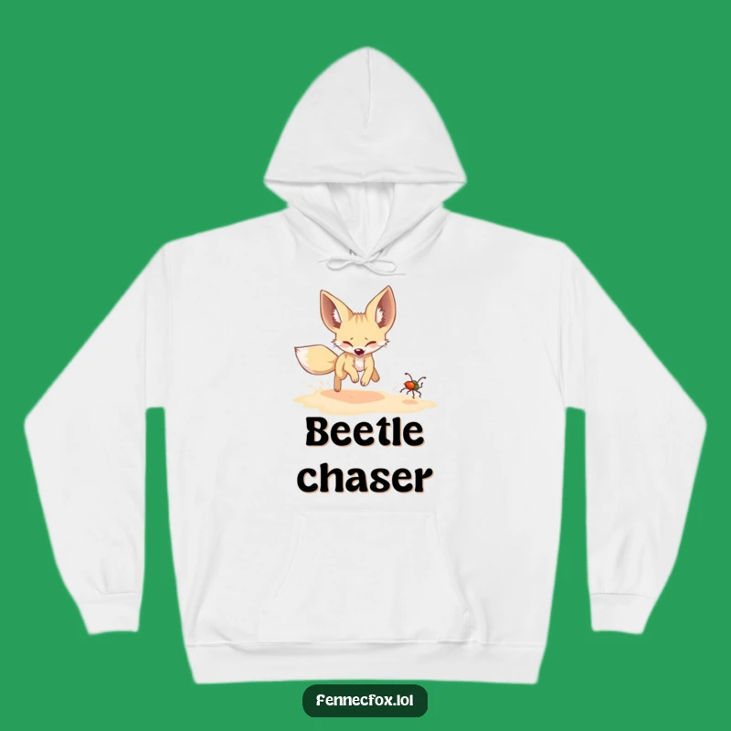 Funny Fennec Fox Beetle Chase Hoodie: Cozy Comfort & Playful Humor!