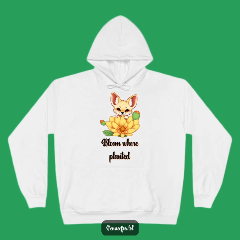 Funny Fennec Fox Hoodie: Cozy Cheerful Fox Peeking Over Flower, Perfect Funny Gift!