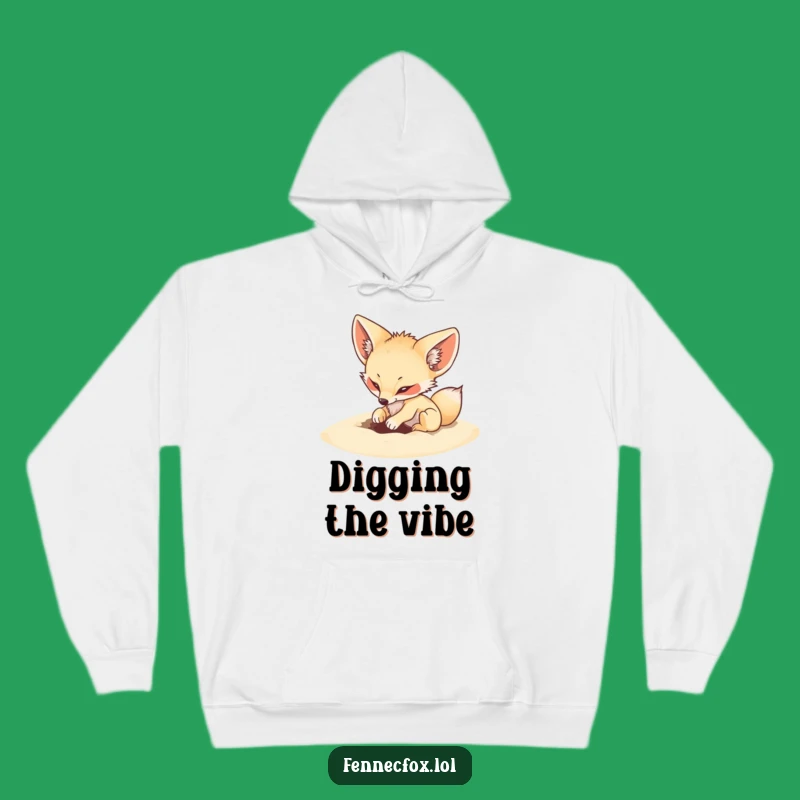 Cozy Funny Fennec Fox Digging Hoodie - Warmth for Energetic Souls