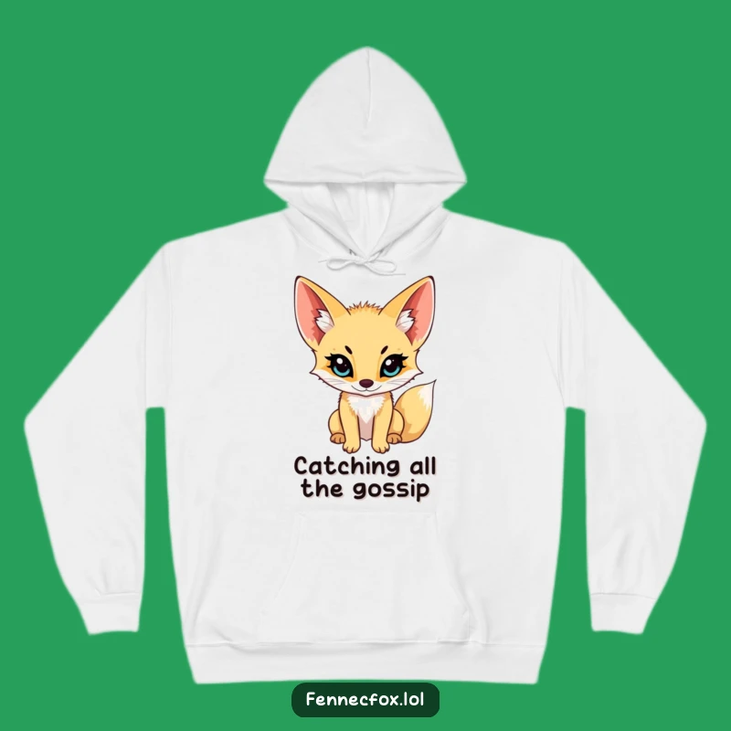 Cozy Funny Fennec Fox Listening Hoodie - Warm & Attentive Comfort