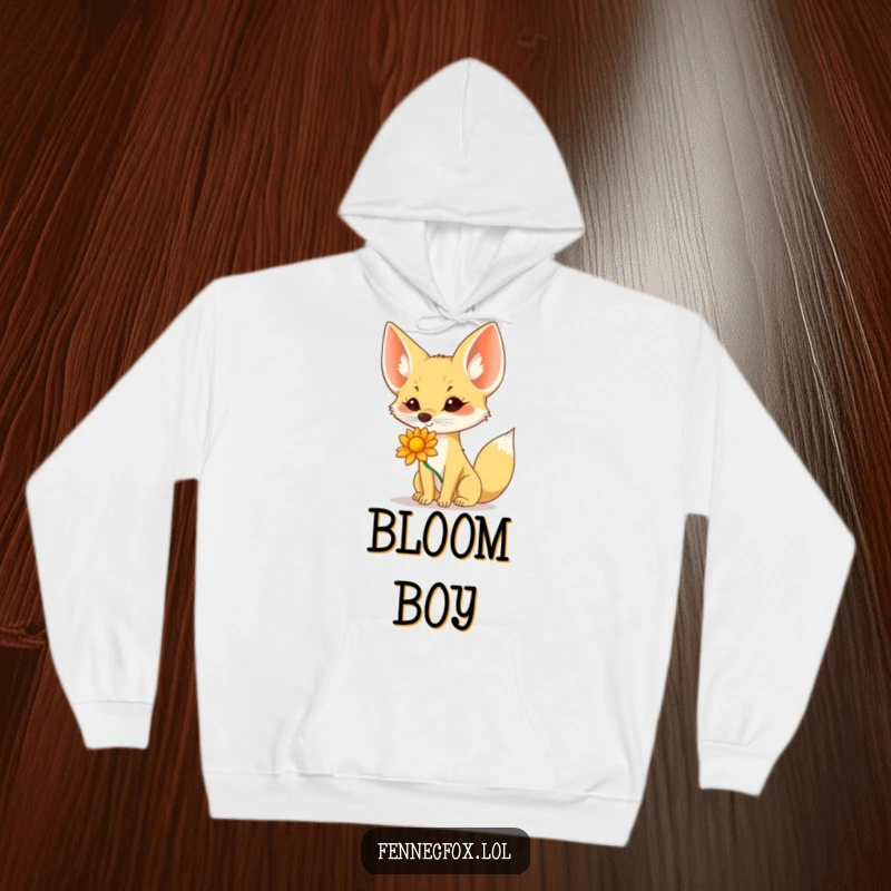 Funny Fennec Fox Hoodie: A fennec fox balances a large desert flower on its nose, a funny and endearing sight.