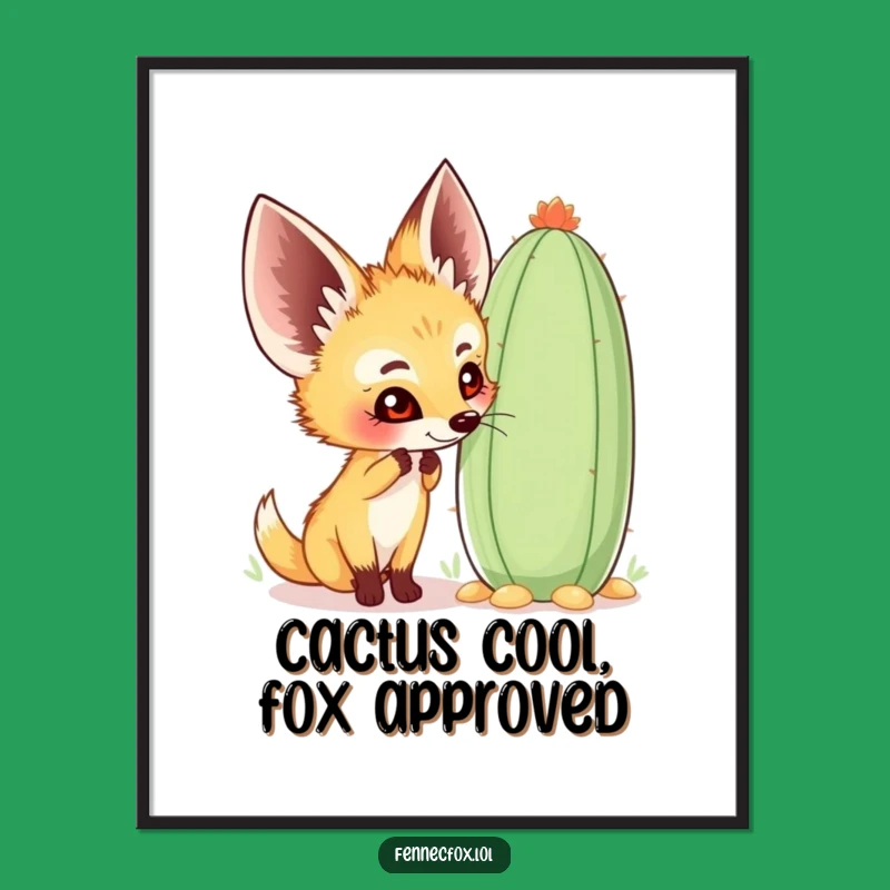 Free Printable Wall Art: Curious Fennec Fox & Whimsical Cactus, Funny Downloadable