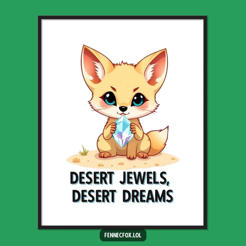 Funny Free Printable Wall Art: Fennec Fox Gem Treasure Desert Find Downloadable Art