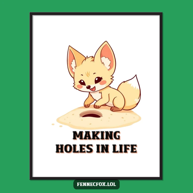 Free Printable Excited Fennec Fox Wall Art - Digging Desert Digital Download Decor