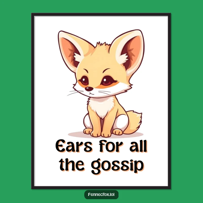 Free Printable Wall Art: Listening Fennec Fox - Attentive Desert Vibes - Downloadable Decor
