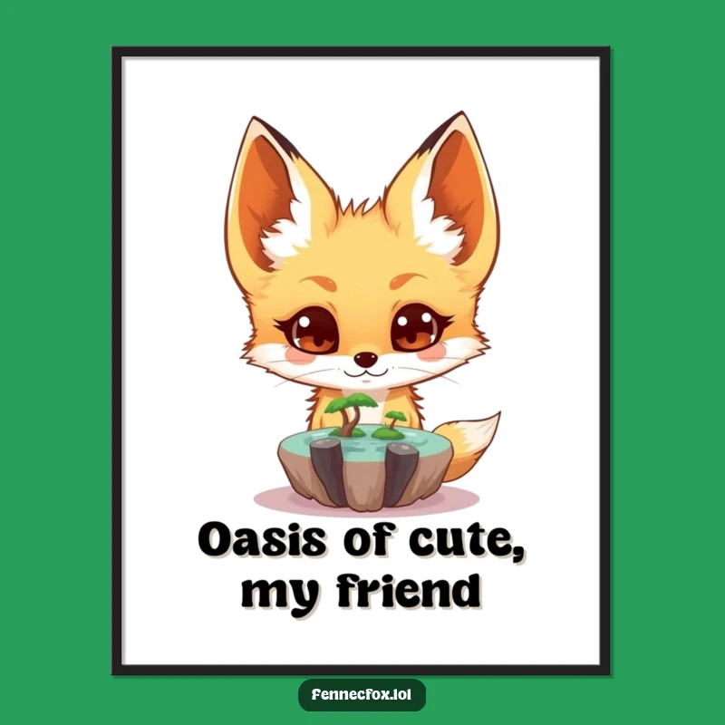 Free Printable Wall Art: Surprised Fennec Fox & Floating Oasis, Funny Downloadable