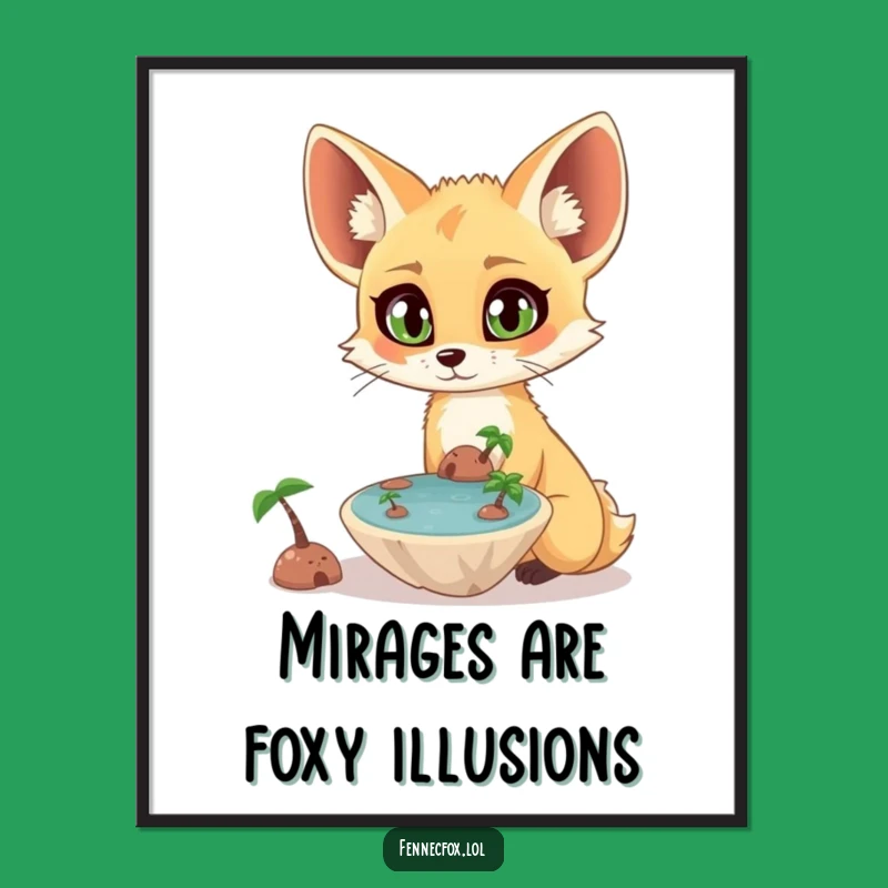 Free Printable Wall Art: Surprised Fennec Fox Oasis Wonder, Funny Downloadable Decor