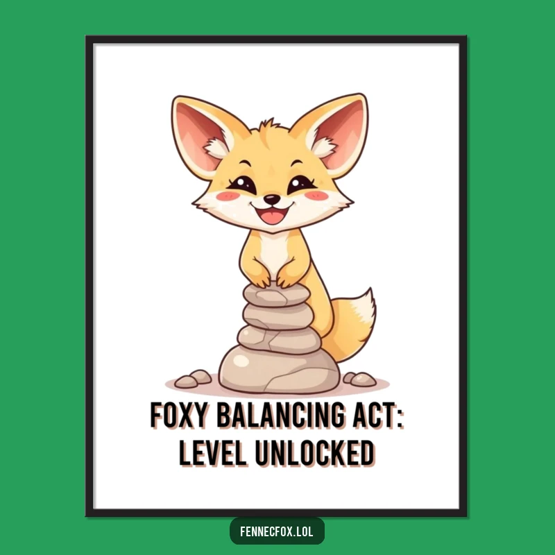 Free Printable Wall Art: Wobbly Fox Stone Balance - Funny Downloadable Desert Dweller Decor
