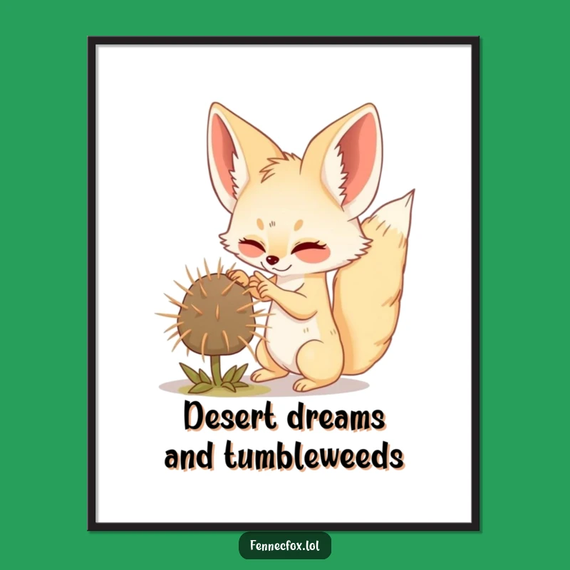 Funny Free Printable Wall Art Fennec Fox Tumbleweed Chase - Downloadable Decor