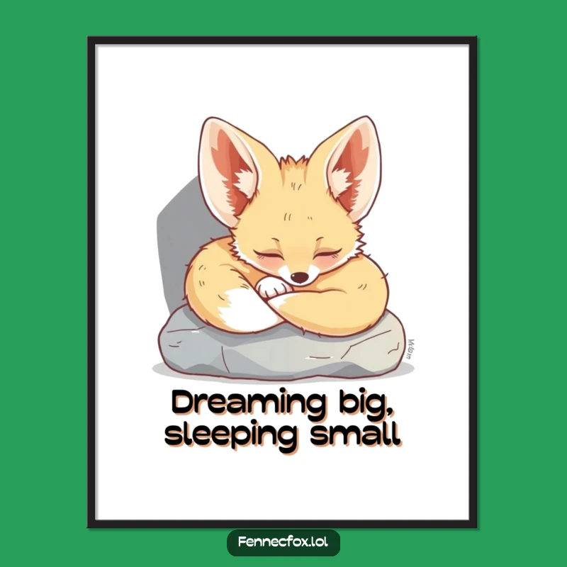Funny Free Printable Wall Art: Sleeping Fennec Fox Desert Nap Downloadable Art Decor