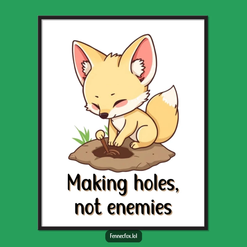 Free Printable Fennec Fox Wall Art - Funny Digging Downloadable Art for Desert Lovers