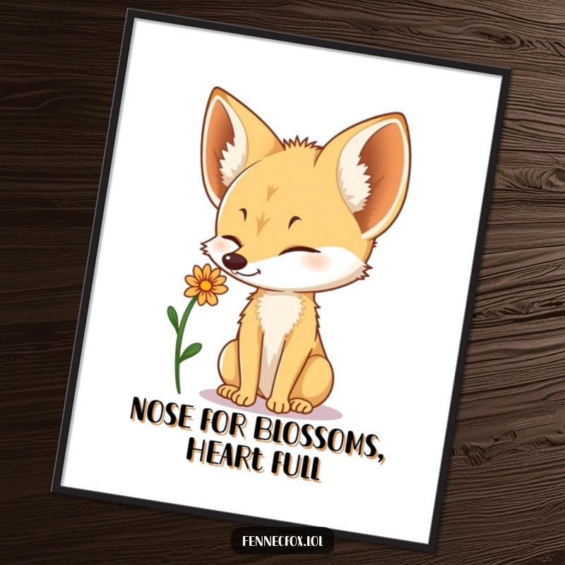 Funny Free Printable Wall Art: A fennec fox with amazing poise balances a single desert flower on its nose.