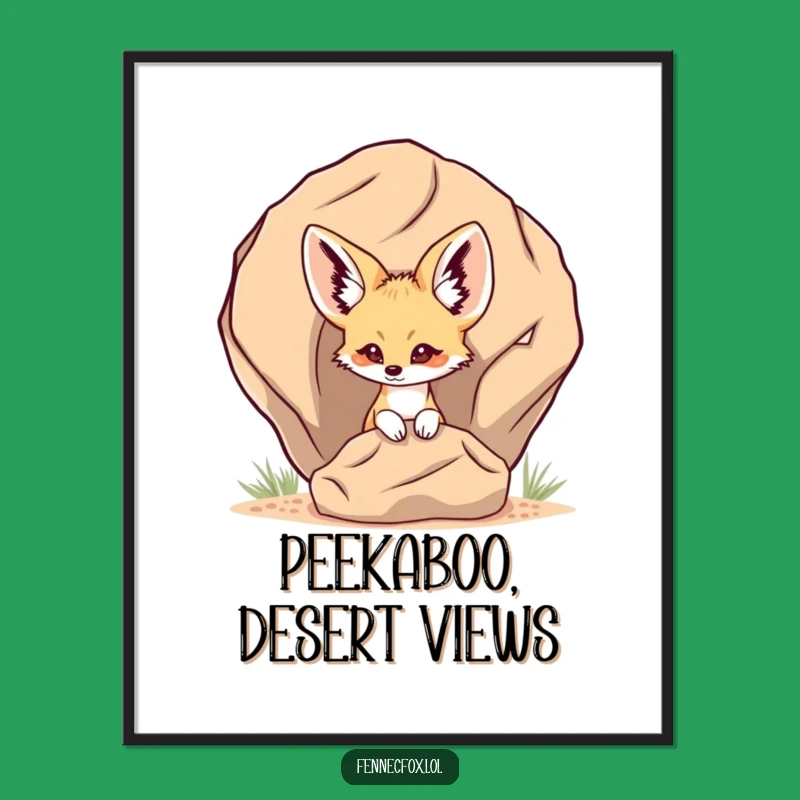 Free Printable Wall Art: Peeking Fennec Fox, Desert Charm Downloadable Decor