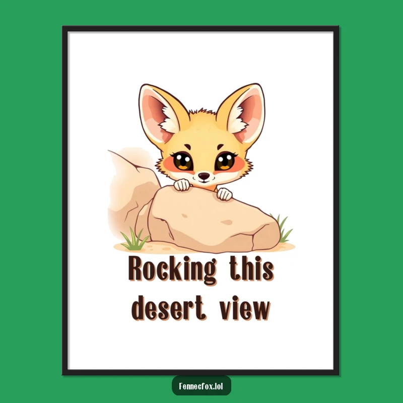 Free Printable Wall Art: Curious Fennec Fox Peeking - Funny Downloadable Decor