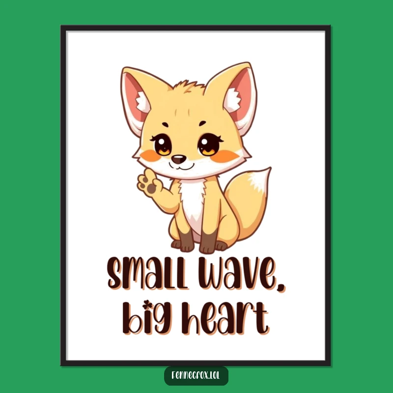 Funny Free Printable Wall Art Fennec Fox Shy Wave - Cute Downloadable Decor