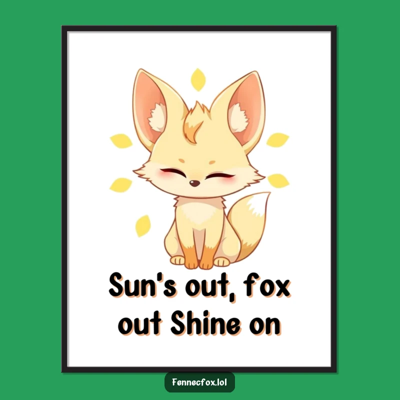 Funny Free Printable Wall Art: Fennec Fox Sun Blinking - Quirky Downloadable Decor