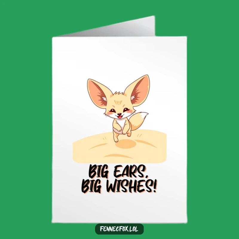 Funny Free Printable Birthday Card: Leaping Fennec Fox, Joyful Downloadable Greeting, Perfect DIY Gift