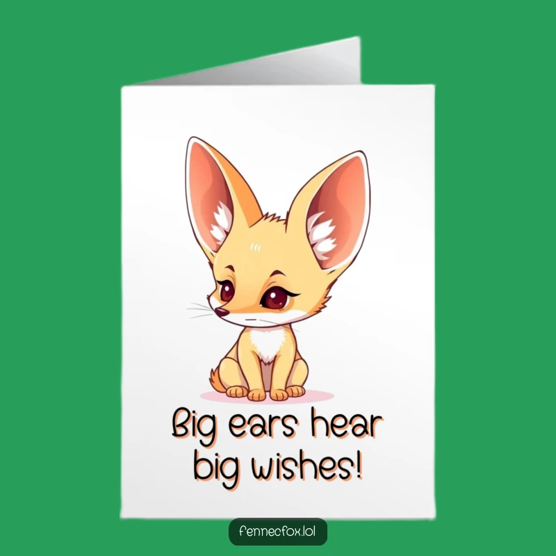 Free Printable Funny Birthday Card: Attentive Fennec Fox Ear Character for a Hilariously Attentive Celebration