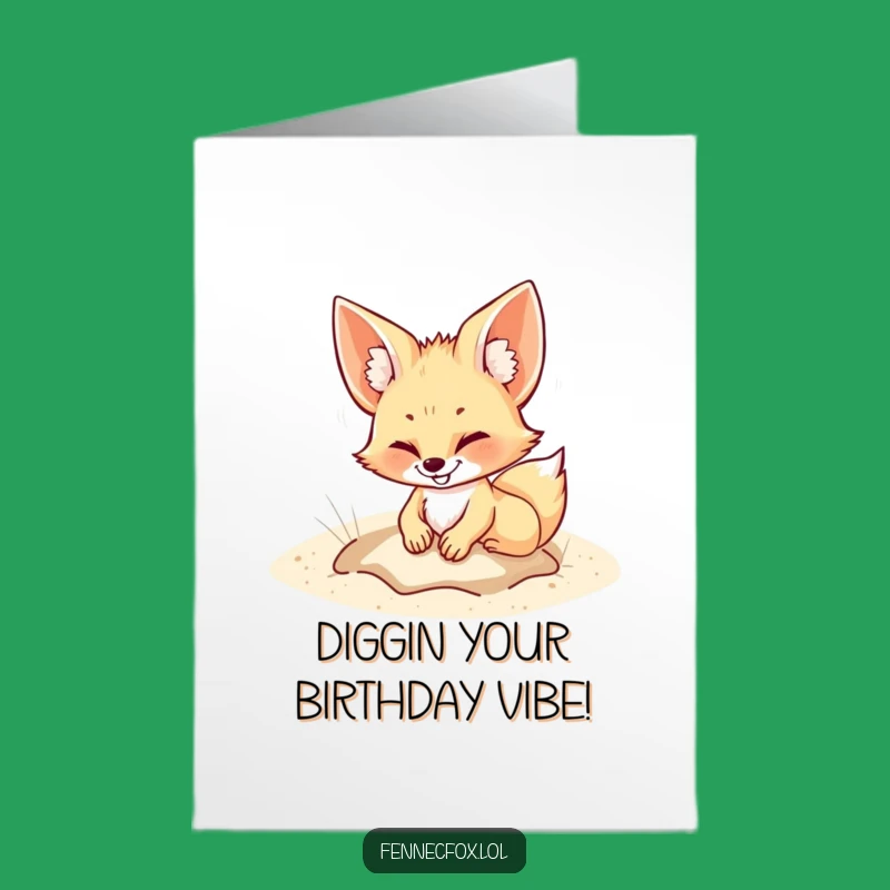 Free Printable Birthday Card: Playful Fennec Fox, Hilarious DIY Downloadable Gift