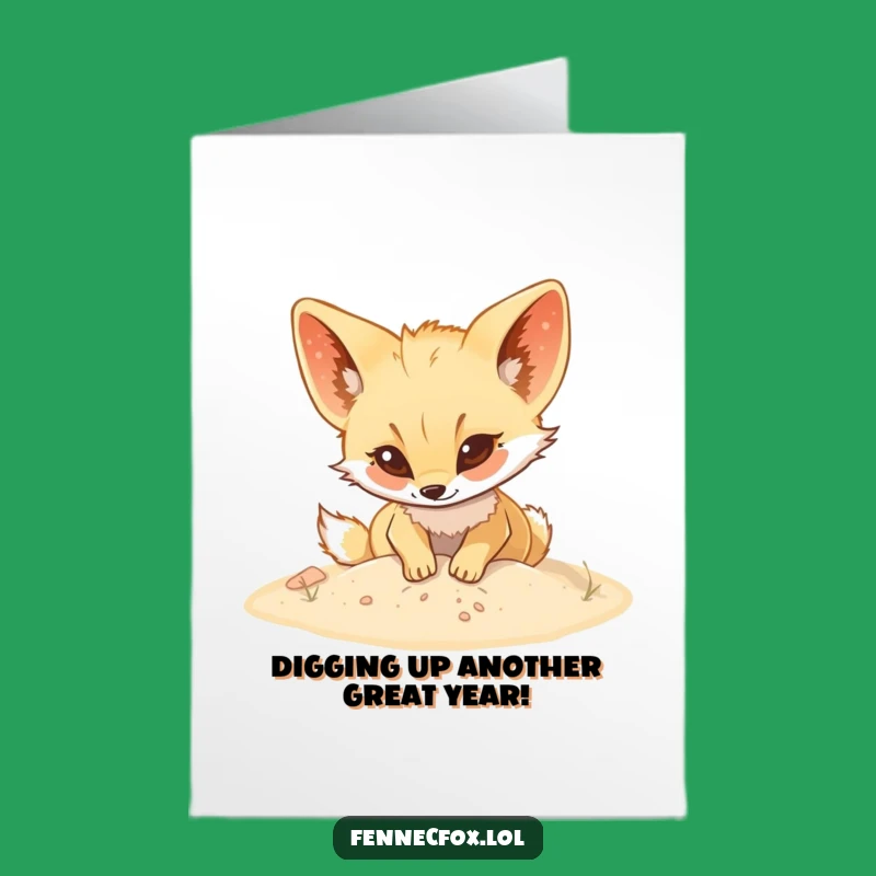 Funny Fennec Fox Digging Birthday Card: Free Printable to Make Them Laugh!