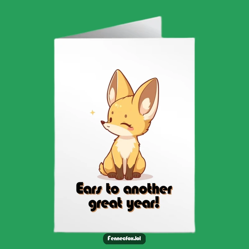 Free Printable Funny Birthday Card: Fennec Fox Listener, Perfect Downloadable Gift