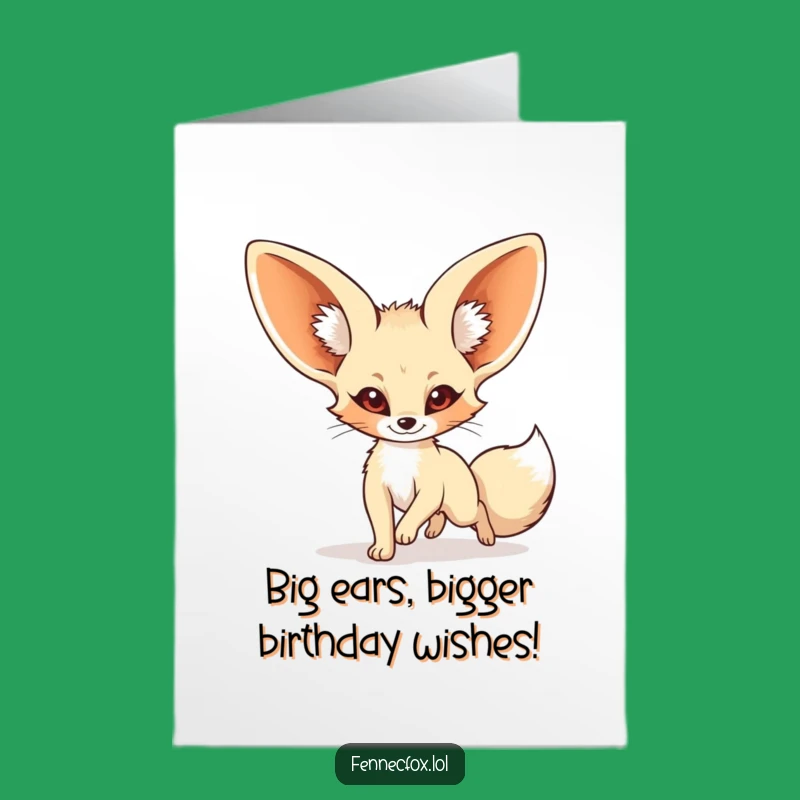 Free Printable Hilarious Fennec Fox Birthday Card - Funny Animal Tail Chasing Digital Download Gift