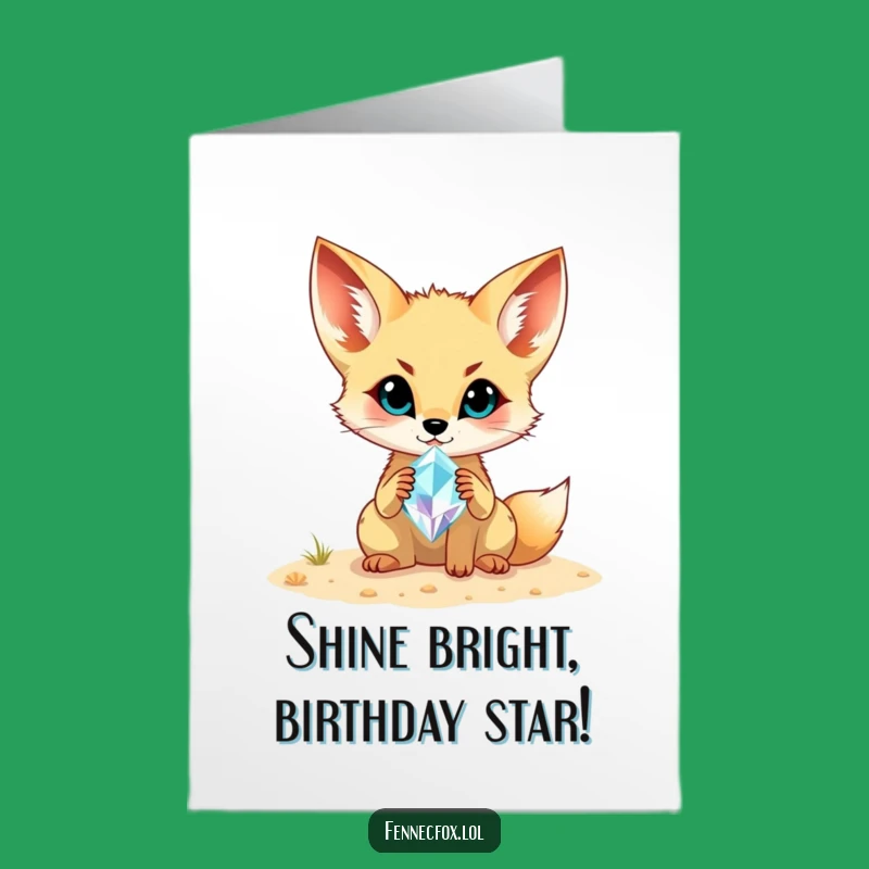 Funny Free Printable Birthday Card: Fennec Fox Gem Find Surprise Downloadable Gift