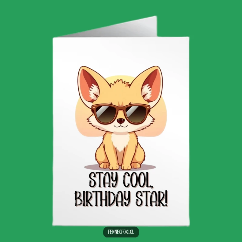 Cool Birthday Card: Fennec Fox Vibes, Free Printable Funny Greeting, Stylish Downloadable Gift