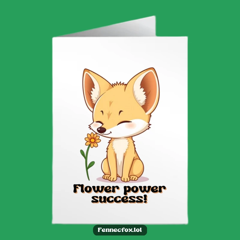 Free Printable Congrats Card Fennec Fox Flower Balance - Whimsical Downloadable