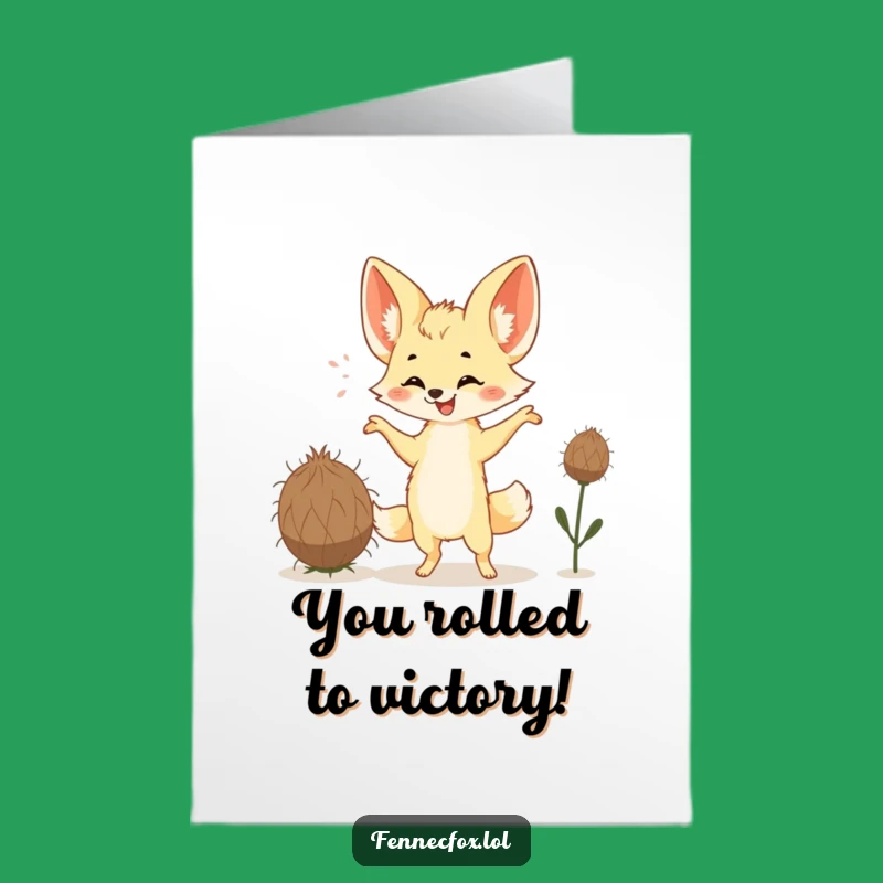 Free Printable Congrats Card: Fennec Fox Dance Celebration, Humorous Downloadable Greeting, Funky Gift