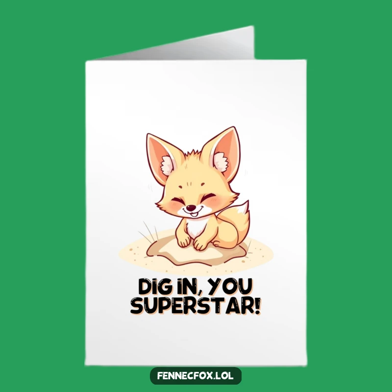 Free Printable Congrats Card: Grinning Fennec Fox, Perfect DIY Downloadable Gift