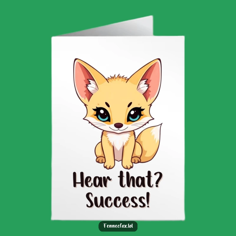 Free Printable Congrats Card: Listening Fennec Fox Funny Downloadable Gift