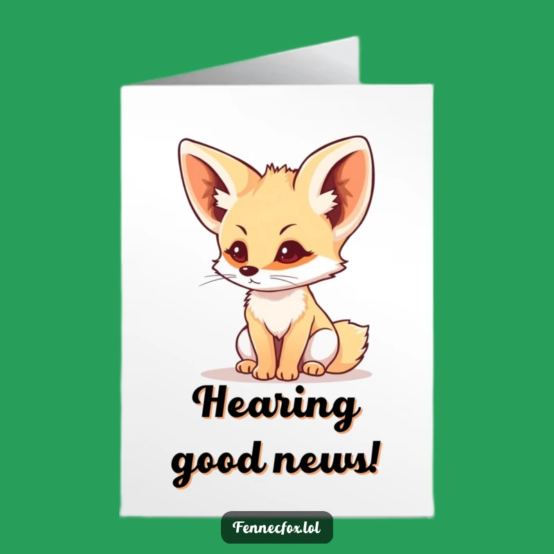 Free Printable Congrats Card: Listening Fennec Fox - Success Tuned In - DIY Download