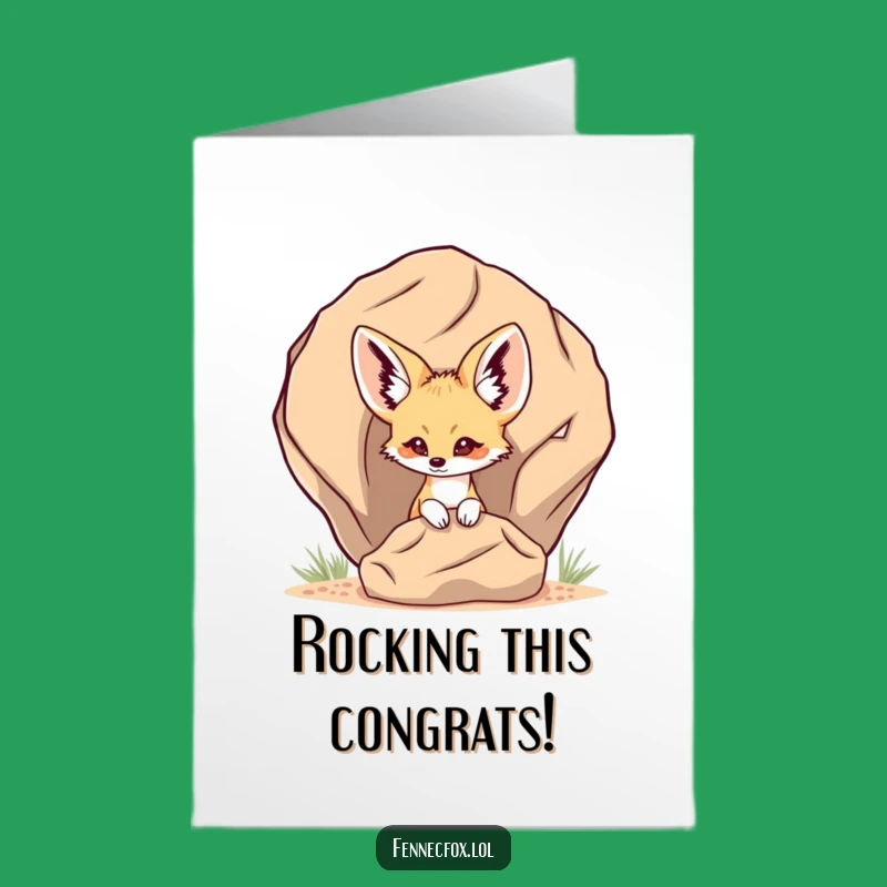 Free Printable Congrats Card: Peeking Fennec Fox, Successful Downloadable Gift