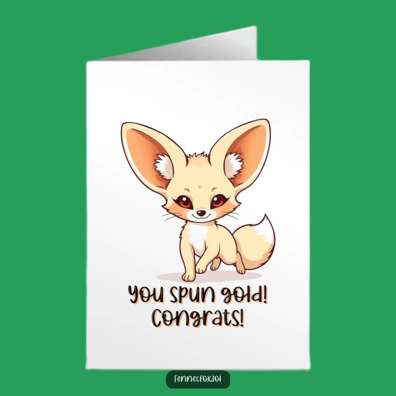 Free Printable Wacky Fennec Fox Tail Chasing Congrats Card - Humorous Digital Download Gift