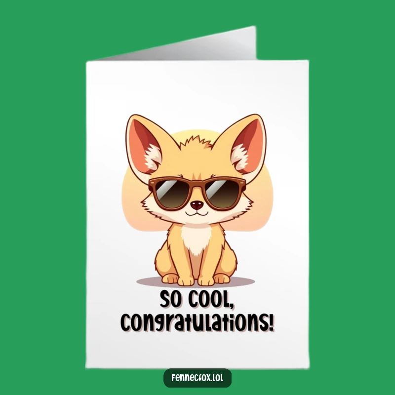 Free Printable Congrats Card: Cool Fennec Fox Sunset, Humorous Downloadable Greeting, Chic Gift