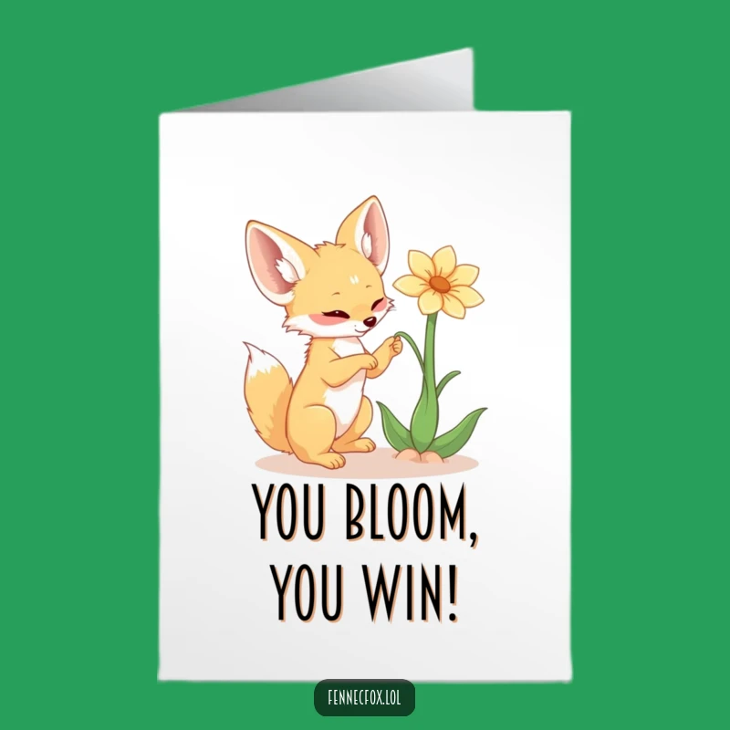 Free Printable Congrats Card: Fennec Fox Flower Fun Downloadable Gift