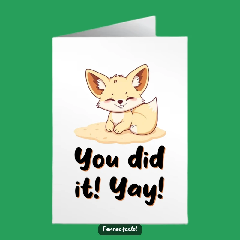 Free Printable Congrats Card Fennec Fox Mischief Grin - Wacky Downloadable Joy