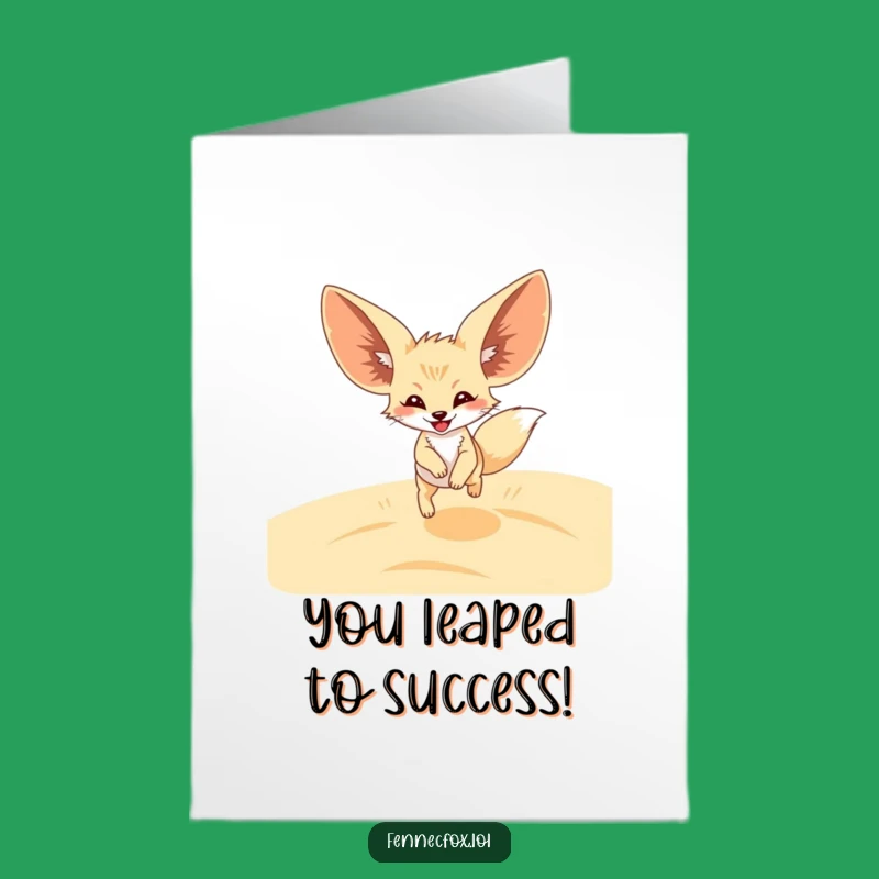 Free Printable Congrats Card: Ecstatic Fennec Fox Leap, Downloadable Celebration, Hilarious Gift Idea